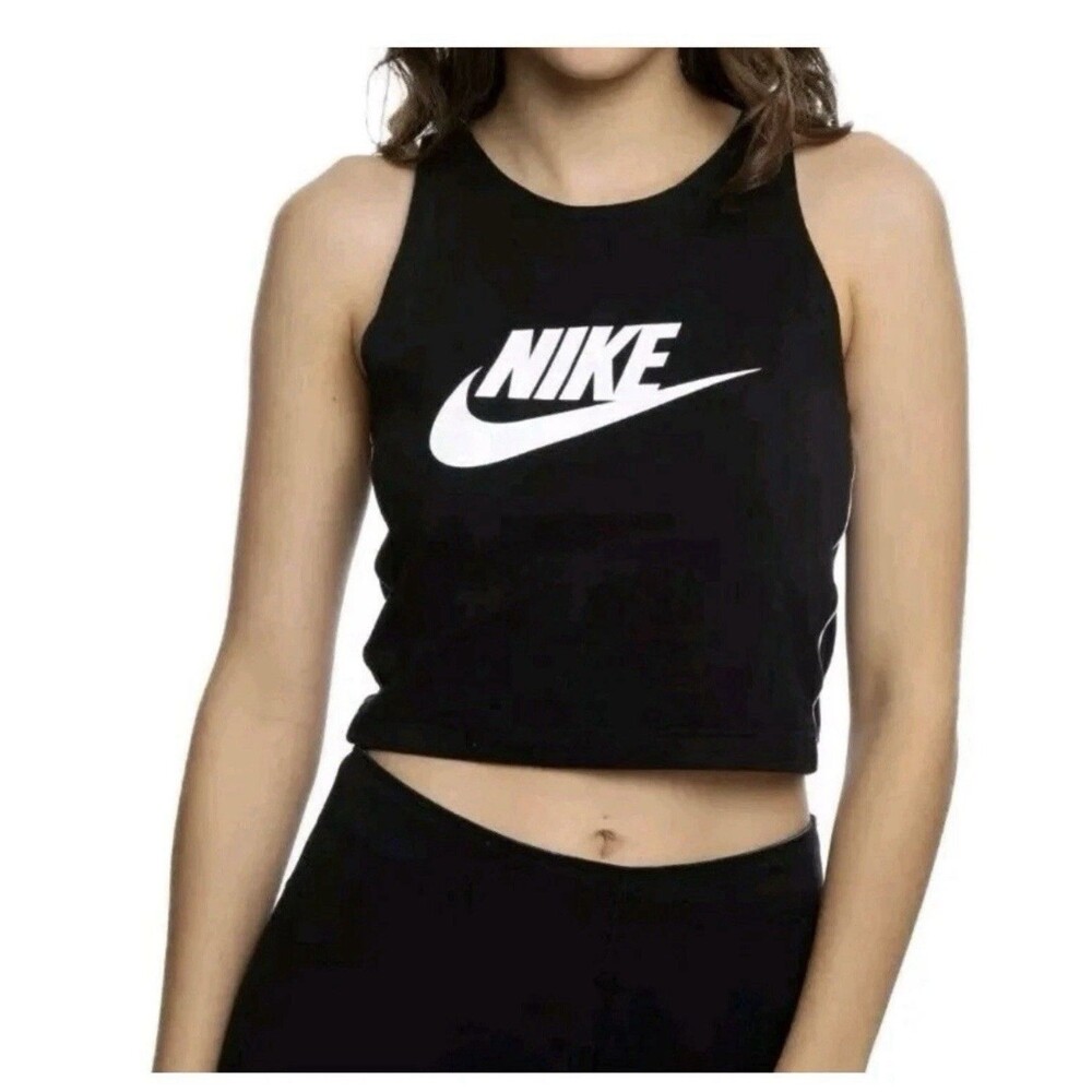 Nike Sportwear Heritage Tank Women's Crop Vest Top Size  M Black